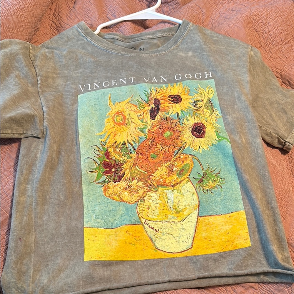 Vincent Van Gogh Graphic Crop Top - Gray